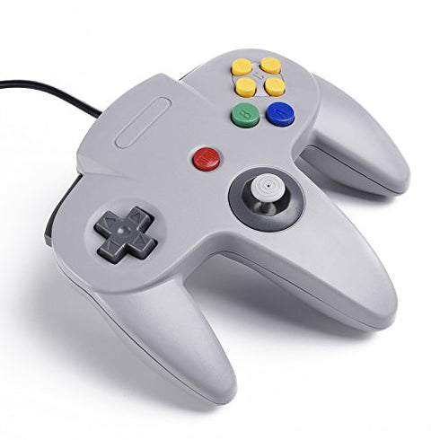 Classic N64 Controller, SAFFUN N64 Wired USB PC Game pad Joystick, N64 Bit USB Wired Game Stick Joy pad Controller for Windows PC MAC Linux Raspberry Pi 3 Sega Genesis Higan (Grey)