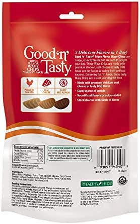 Good ‘N’ Tasty Triple Flavor Wavy Chips, 3 Ounce, Treats for Dogs