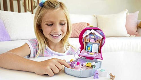 Polly Pocket Candy Cutie Gumball Compact, Gumball Theme with Micro Polly & Margot Dolls, 5 Reveals & 13 Related Accessories, Pop & Swap Feature, Great Gift for Ages 4 Years Old & Up