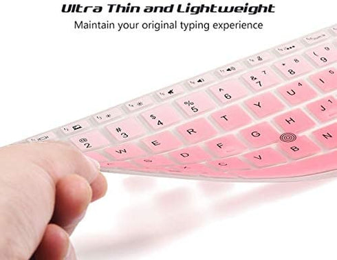 2 Pack Keyboard Cover for HP EliteBook 14 840 G5/ G6, HP EliteBook 745 G5 G6 14 Inch, HP ZBook 14u G5 G6, HP EliteBook 840 Keyboard Skin Protector (Ombre Pink+Clear)
