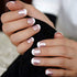 Pearl Shine Pink French Nail Press On Nails for Daily Wear White Round Fake Nails Short Glossy Satin Artificial Lady Fingernails with Adhesive Tabs