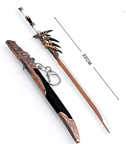Monster Hunter World Iceborne Metal Monster Rathalos Sword Weapon Model Action Figure Arts Toys Collection Gift Party Supplies Present Kids (Bronze)