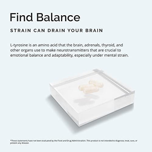 BRAINMD Dr Amen Tyrosine - 120 Capsules - Promotes Mental Focus, Clarity & Alertness - Gluten Free - 60 Servings