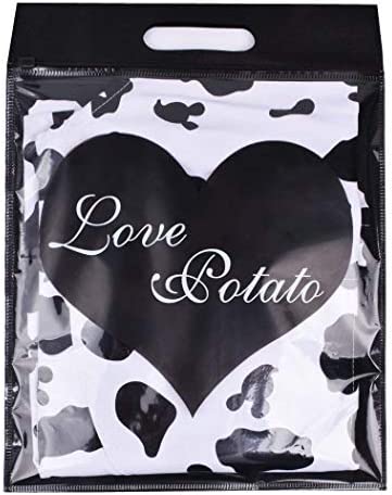 Love Potato Cute Women Girls Cooking Kitchen Apron with Pockets Black White Cow Print Bib Apron Gift, White