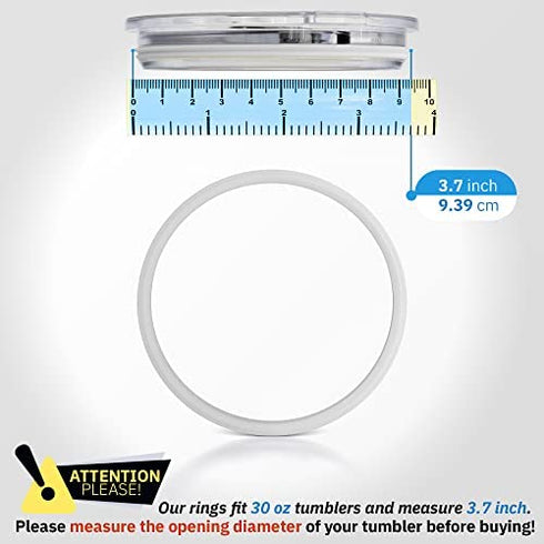 Pack of 2-30 oz Replacement Rubber Lid Ring, 3.7 Inch Diameter - Gasket Seals, Lid for Insulated Stainless Steel Tumblers, Cups Vacuum Effect, fit for Brands - Yeti, Ozark Trail, Beast, White