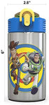 Zak Designs Toy Story 4 Buzz & Woody 15.5 ounce Water Bottle, Non-BPA with One Hand Operation Action Lid and Built-in Carrying Loop, with Straw is Perfect for Kids
