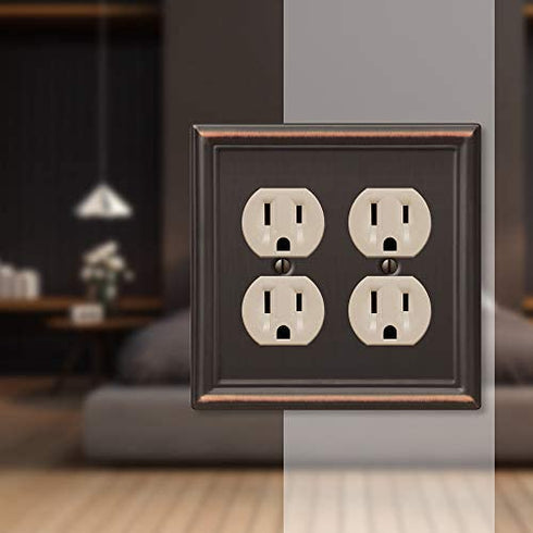 Amerelle 149DDDB Chelsea Wallplate, 2 Duplex, Aged Bronze