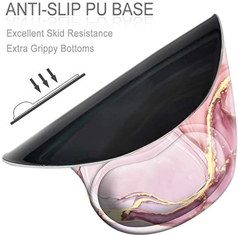Ergonomic Mouse Pad with Gel Wrist Rest Support, HOMKUMY Cute Mouse Pads with Non-Slip Rubber Base Wrist Rest Pad for Home, Office & Travel Easy Typing & Pain Relief, Pink Marble Mousepad