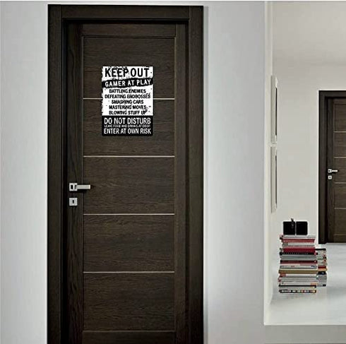 Funny Gamer Decor, 'Keep Out Gamers Only' 12" x 8" Tin Signs, Gaming Do Not Disturb Signs, Funny Video Game Signs for Boys Room, Gamer Room Sign, Keep Out Gamers At Play Home and Kitchen Signs,