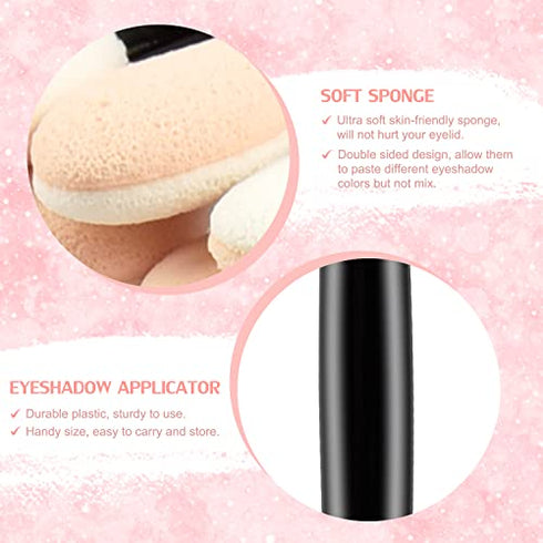 Eyeshadow Applicators, MORGLES 50pcs Eyeshadow Applicator Double Sided Eye Makeup Applicators Short Sponge Eyeshadow Applicator for Women Girls (Black)