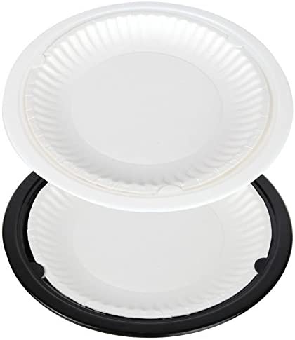 Trenton Gifts 10-Inch Reusable Plastic Paper Plate Holders, Picnic Supplies (12 Set - Black/White)