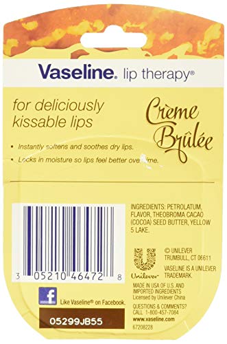 Vaseline Lip Therapy Lip Balm, Creme Brulee 0.25 oz (Pack of 4)
