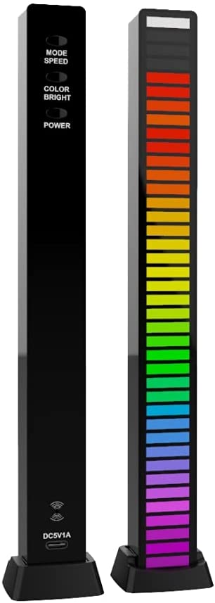 Voice Control Wireless Stereo Music Spectrum LED Light Audio Level Indicator Pickup Rhythm for Car Player Atmosphere Bedroom Ambient Lighting (40 LED Black)