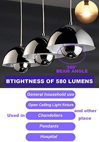 LUXON Half Chrome Light Dimmable,LED Filament Vintage Bulb with Mirror 6W (60W Equivalent) G80/G25 E26 Medium Base Warm White 2700K, 2 Pack