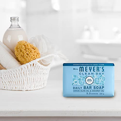 Mrs. Meyer's Bar Soap, Use as Body Wash or Hand Soap, Made with Essential Oils, Rain Water, 5.3 oz, 1 Bar
