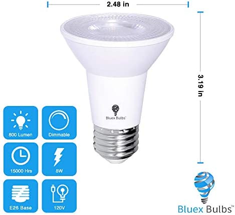 2 Pack PAR20 Outdoor LED Flood Light Bulb 8W 75 Watt Equivalent 500 Lumens Dimmable Waterproof E26 3000K Warm White LED Flood Light Bulbs for Security Led Spotlight Indoor Led Recessed Light Bulbs
