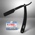BRV MEN Professional GERMAN Steel Straight Edge Barber Razor - 100 Lord Platinum Single Edge Razor Blades - 100% German Stainless Steel Shavette - Shaving Knife For Men and Women - Black
