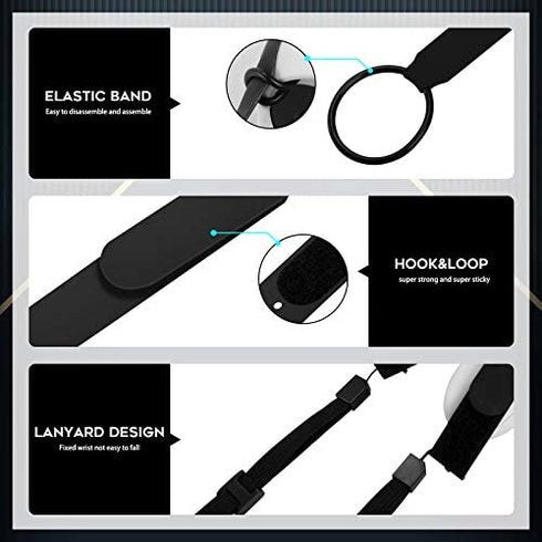 (1 Pair) Orzero Adjustable Hand Grip Straps Accessories for Quest 2 VR Gaming Headset Controller, Handle Dropping Prevention - Black