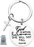 Christian Keychain Religious Verse Gift Prayer Charm Keychain Faith Religious Jewelry for Women Girls God Is Within Her She Will Not Fall Keychain Gift for Birthday Christmas