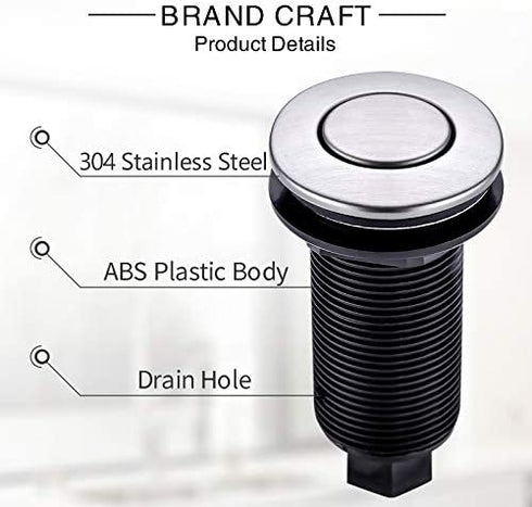 SINKINGDOM Air Activated Switch Button for Sink Garbage Disposal Part, Brushed Nickel