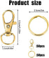 100PCS Gold Swivel Clasps Lanyard Snap Hooks with Key Rings, Key Chain Clip Hooks Lobster Claw Clasps for Keychains Jewelry DIY Crafts
