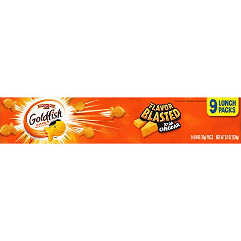 Goldfish Flavor Blasted Crackers, Xtra Cheddar Snack Pack, 0.9 oz, 9-CT Multi-Pack Tray