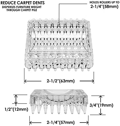 Slipstick CB420 Carpet Protector Caster Cups / Carpet Grippers for Under Furniture (Set of 4) 2-1/4 Inch - Clear Plastic