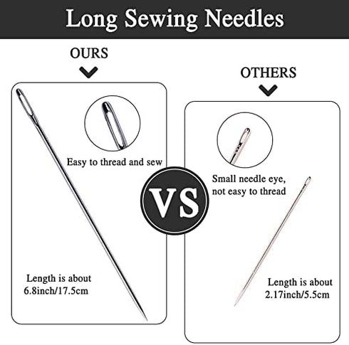20 Pack Long Sewing Needles, Embroidery Needles Large Eye Stitching Needles, 6.8 inch/17.5 cm Long Needle, Upholstery Needles for Quilting Darning Bead Loom Beading Doll Making Sewing Art Crafts