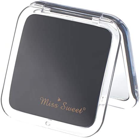 Miss Sweet Compact Mirror for Purse Pocket Mirror True Image&10X Magnification (Black)