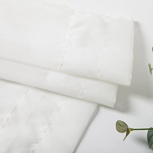 Aquazolax Transparent Sheer French Door Curtain Panel for Window Elegant Solid Voile Rod Pocket Curtain Panel for Glass Door - Set of 2, 54W x 40L, White