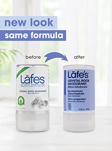Lafe's Natural Deodorant | Unscented Crystal Mineral Rock Natural Deodorant for Women & Men | Vegan, Cruelty Free, Gluten Free, Aluminum Free, Paraben Free & Baking Soda Free with 24-Hour Protection (4.25oz) - Packaging May Vary