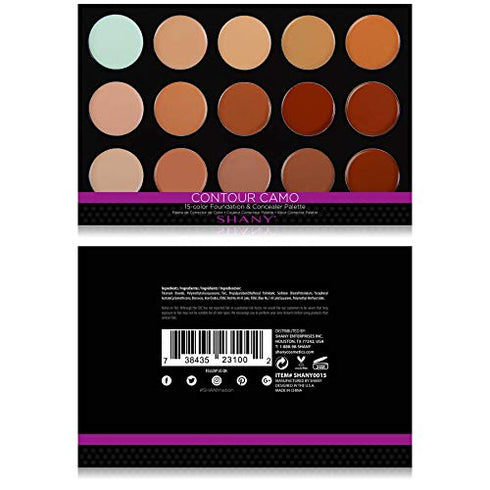 SHANY Professional Cream Foundation and Camouflage Concealer - 15 Color Palette