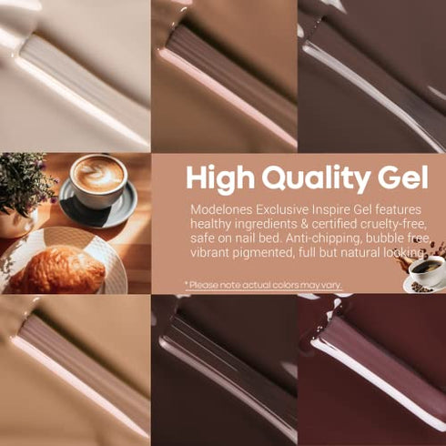 modelones Gel Nail Polish - 6 Colors Skin Tone Brown Nude Gel Polish Brown Neutral Nail Polish Beige Khaki Gel Nail Polish Set, Soak Off French Nail Art Manicure DIY Home Salon Gift for Women Mom