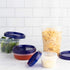 PLASTICPRO Twist Top Deli Containers Clear bottom With blue Top Twist on Lids Reusable, Stackable, Food Storage Freezer Container (6, 4 OUNCE)