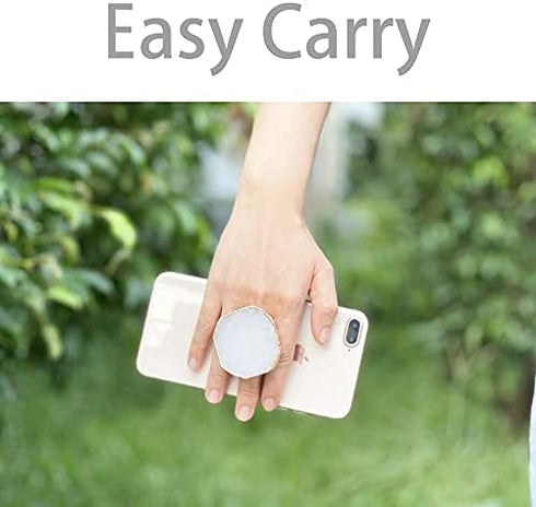 CDNANA Crystal Phone Grip Holder - Mobile Phone Grip Gemstone Natural Stone Crystal Phone Grip Irregular Shape Design with Golden Trimmed Edges for Cell Phone and Tablets (Crystal Phone Grip White)