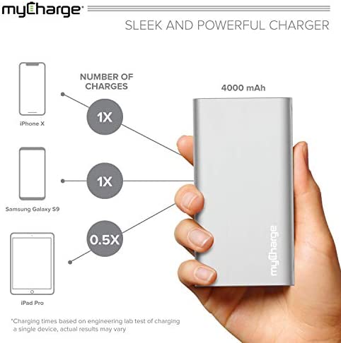myCharge Portable Charger Power Bank - RazorPlus 4000mAh Internal Battery / 2.4A USB Port External Battery Pack for Cell Phones (Compatible with Apple iPhone, iPad, Android for Samsung Galaxy)