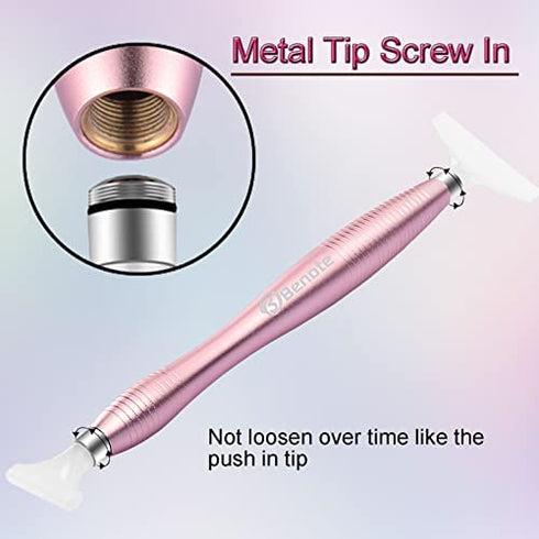 Benote Metal Diamond Art Pen, Ergonomic Diamond Drill Dotz Pen Screw in Tip 5D Diamond Accessories Painting Tools Multi Replacement Pen Heads for DP Cross Stitch - Rose Gold