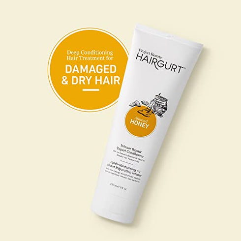 Hairgurt Intense Repair Yogurt Deep Conditioner - Almond-Honey - Natural Hair Care, Hair Products for Dry, Damaged, Frizzy Hair & Hair Growth - 237 ml / 8 oz