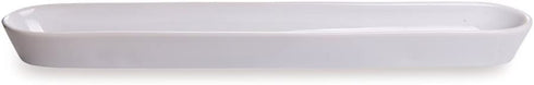 Siluro 12 Inch Olive Tray, 1 Narrow Olive Plate - Microwave-Safe, Oven-Safe, White Porcelain Narrow Serving Tray, Chip-Resistant, For Olives Or Cheeses - Restaurantware