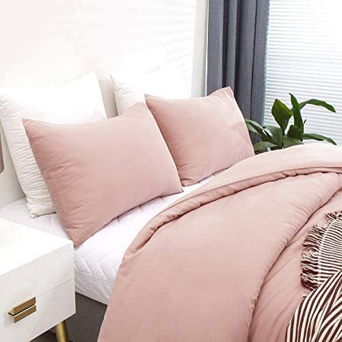 Luxlovery Pink Pillowcases Women Girls Blush Pink Pillow Shams Dusty Rose Pillowcase for Adults Teens Pillow Cases 2 Pack 20x26 Inches for Queen Bed