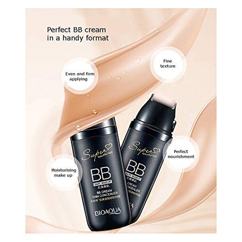 BIOAQUA BB Cream Thin Concealer Flawless Super Beautiful Face Bare Makeup Cover Pores Keep Your Skin Hydrated (#02 IVORY WHITE)