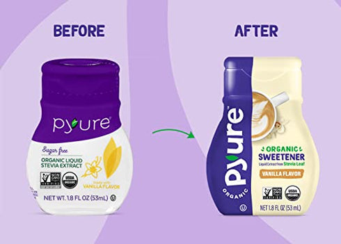 Pyure Organic Liquid Vanilla Stevia Drops | Stevia Liquid Sweetener Keto Sugar Substitutes | Zero Calorie, Zero Sugar, Zero Carb | Plant-Based Sugar Free Liquid Stevia Extract |1.8 oz (1 Pack)