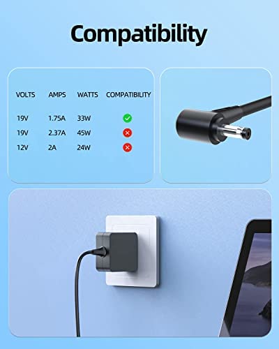 33W AC Charger Fit for Asus E510MA E510M E510 E210MA E210M E210 E510MA-RS06 Laptop Portable 7.5Ft Power Supply Adapter Cord