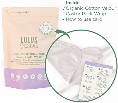Lulus Naturals Castor Oil Pack-Castor Oil Pack Wrap Made of Plush Organic Cotton Velour-Castor Oil Pack for Liver Detox, Insomnia, Constipation-Less Mess, Heatless, Reusable(Castor Oil Not Included)