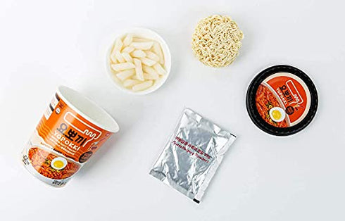 Yopokki Sweet & Mild Spicy Rabokki Cup I Ramen Noodle Tteokbokki Topokki Rice Cakes (Sweet & Mild Spicy Flavored Sauce, 2 Cup) Korean Snack