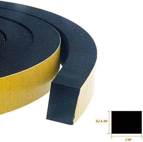 Foam Weather Stripping-2 Rolls, 1 Inch Wide X 3/4 Inch Thick, Insulation Foam Strips with Adhesive for Door,Automotive,Air Conditioner Seal, Total 13 Feet Long (6.5ft x 2 Rolls)