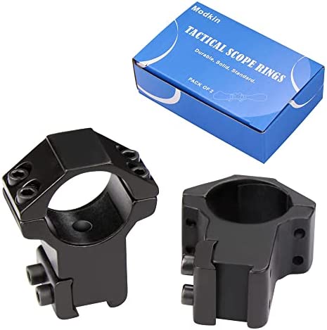 Modkin 1 Inch Dovetail Scope Rings, High Profile Scope Mount for 11mm Dovetail Rails -2 Pieces (One has Stop pin)