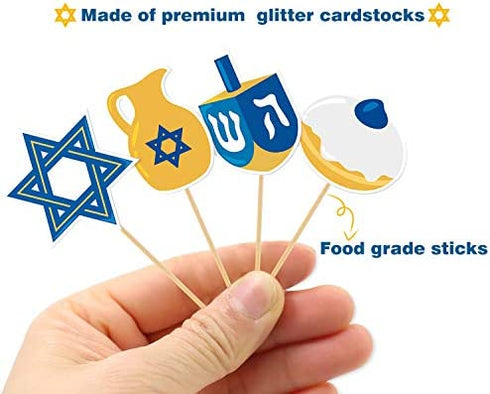 48Pcs Hanukkah Cupcake Toppers and Wrappers for Hanukkah Party Decorations Chanukkah Theme Party Supplies