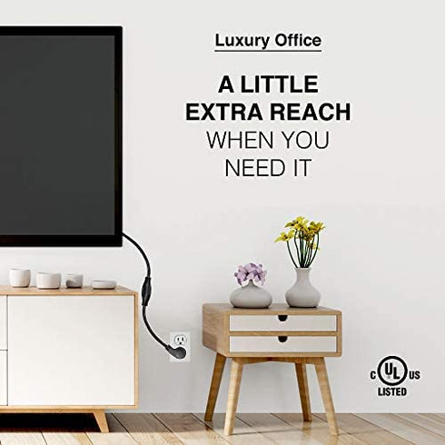 1 Foot Extension Cord - Flat Plug Space Saver Short Cable, Three Prong, 16 AWG Thickness - By Luxury Office (1)