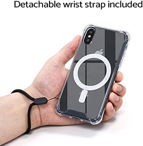 TORU MX Slim for iPhone Xs/iPhone X Magnetic Case, Compatible with Magsafe, Hybrid Transparent HD Clear Case with Detachable Wrist Strap, Scratch Resistant, Air Bumper Shock-Absorbing Corners - Clear